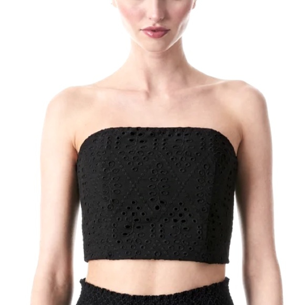 NWT Alice + Olivia Cersei Black Eyelet Bandeau Top - Sz 4
